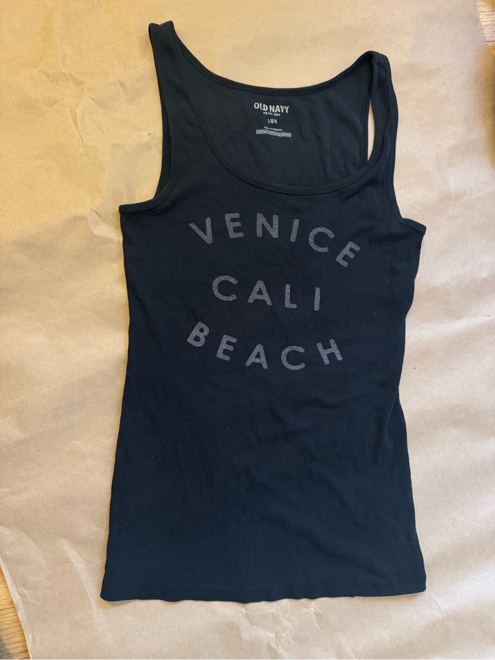 Old Navy Black Venice Cali Beach Scoop Tank